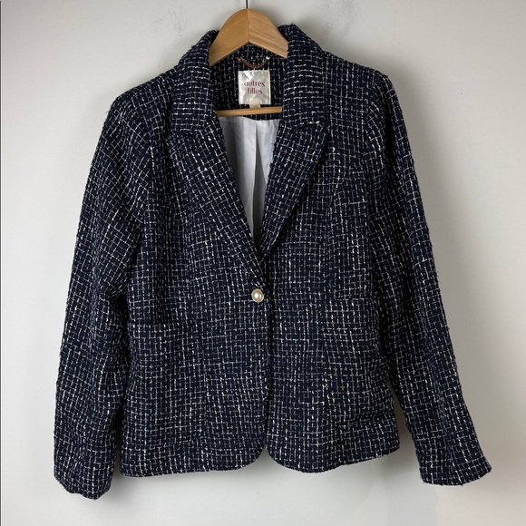 Autres Filles Dark Blue Textured Blazer Size Large - Picture 1 of 7